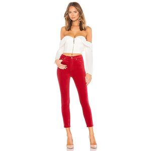 Rag & Bone Red Chili High Rise Velvet Skinny 26 Valentines Ankle Pants NWT